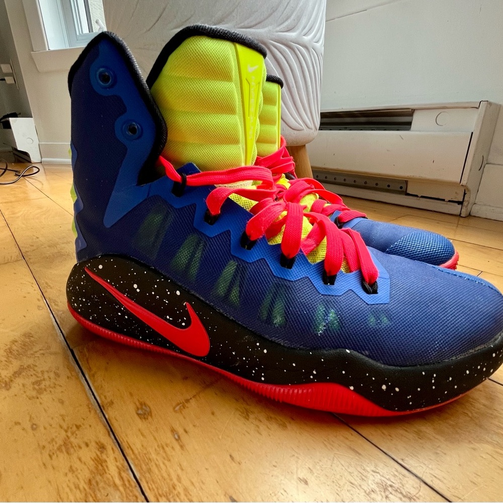 Nike Blue and Red Athletic High-Top Shoes